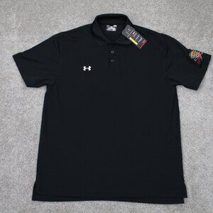 Under Armour Polo Shirt NWT‎ Mens Large Black Heatgear Loose Fit Obama Care Logo
